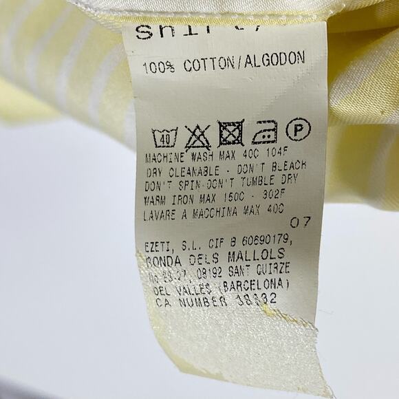 ERMENGILDO ZEGNA Mens Button Down Shirt Butter Yellow Sz L 100% Cotton Summer - Picture 9 of 10